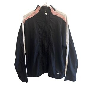Nike Sportswear Womens  XL Track Jacket Black Pink White Colorblock Full Zip